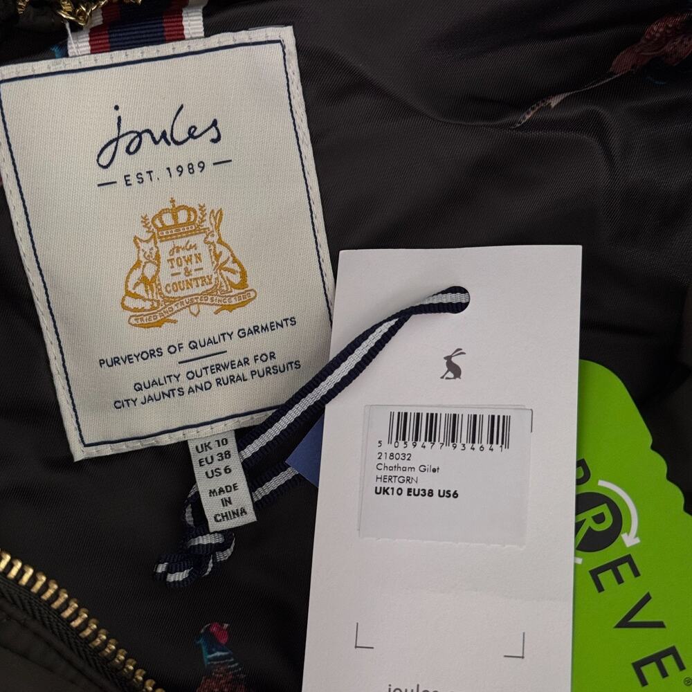 Joules Chatham Gilet Vest Womens 6 US Zip Up Quilted Outdoor Winter NEW 10 UK - Picture 3 of 9